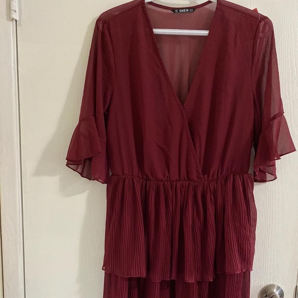 Burgundy Sheer Dress from Shein - Picture 1 of 3